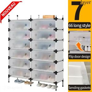 Etagere Meuble à chaussures 7 niveaux double rangée – Grande capacité, métal antirouille et anti-poussière