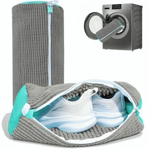 Sac de Lavage De Chaussures (1 Pièce) pour machine à laver de Grande taille pour une paire, sac réutilisable en maille, protection chaussures lavage et séchage, housse chaussures pour Lave-Linge, Intérieur Peluche Anti-Déformation pour Baskets