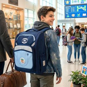 HO Cartable scolaire ergonomique pour enfant sac à dos d'école avec compartiment spacieux fermeture à glissière poches latérales élastiques pour bouteille bretelles rembourrées ajustables sangle de poitrine bandes réfléchissantes et dos respirant