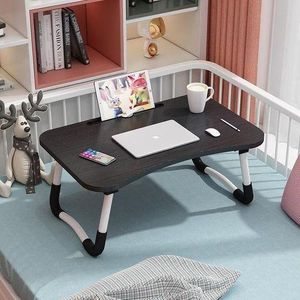 Laptop Desk Folding Bed Table with iPad and Cup Holder Adjustable Lap Tray Notebook - Black