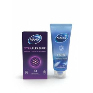 Manix Pack Gel lubrifiant Pure 80ml+ Préservatifs Xtra Pleasure 10Préservatifs