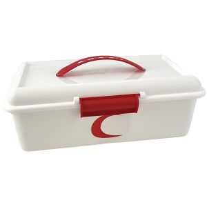 Boîte de Rangement Premiers Secours - Plastique Résistant - Organisation Médicale - Blanc / 35X19X12Cm