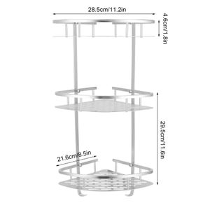 Étagère d'angle 3 Niveaux Murale pour Douche & Cuisine  Rangement Organisateur Salle de Bain avec Crochets
