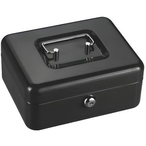 Caisse à Monnaie - Métal - Sécurisée avec Clé - Noir / 9x20x16 Cm