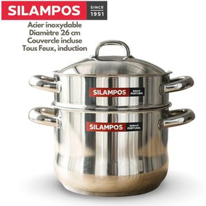 Silampos Couscoussier Multifonction 26 cm – En Acier Inoxydable Poli avec Couvercle – Cuisson Couscous & Vapeur – Fabrication Portugaise – Tous Feux dont Induction (Gaz, Électrique, Radiant, Vitrocéramique)
