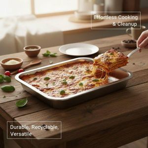 Plat de Cuisson en Acier Inoxydable – Robuste, Polyvalent et Facile à Nettoyer