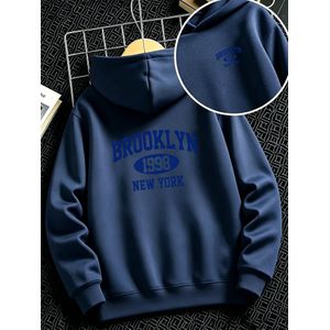 Sweat à capuche pour garçons et filles, haut lavable et non déformable, style rétro américain, tenue de trajet scolaire et de sortie, vêtements de printemps et d'automne, motif de lettres et de chiffres de ville, tenue de vacances du Nouvel An, coupe ré
