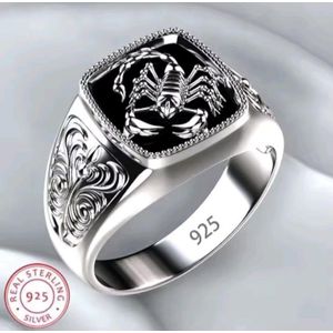 Bague en argent sterling 925, Anneaux gravée scorpion pour hommes