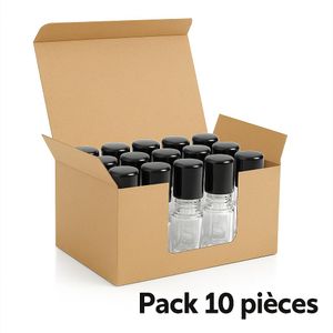 MOROCCAN DROPS Lot de 10 Flacons Roll-On 20 ml Liscia Black avec Bille Plastique Rechargeable – Design Élégant pour Huiles Essentielles, Parfums et Soins Cosmétiques
