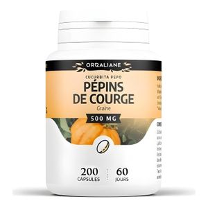 ORGALIANE Pépins de Courge - Soutien Bien-être - 500 MG - 200 Capsules