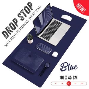 Drop Stop Tapis de souris en cuir extra large 90 x 45Cm, tapis de souris avec base en antidérapant, tapis de souris pour gamer, bureau et maison, Blue.