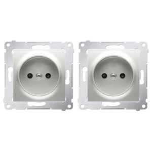 SIMON Prise de courant - Connexion électrique - Aluminium 54 - Lot de 2