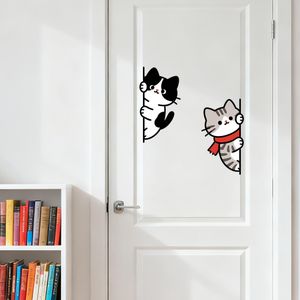 1pc, 2 Chatons Mignons qui Regardent, un Cadeau Festif, Sticker Mural, Convient pour Chambre à Coucher, Salon, Cuisine, Entrée, Salle de Bain, Amovible, Facile à Installer, Imperméable, Finition Mate, Embellissant, Sticker de Décoration Intérieure Irrég