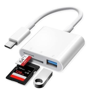 Adaptateur Hub USB Type C 3 en 1 Transfert de Données Type C vers Lecteur de Carte SD TF Adaptateur Convertisseur pour iPhone 17 Macbook Samsung Xiaomi USB C 3 en 1 pour lecteur de carte SD