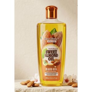 Huile d'Amande Douce Capillaire Kiss Beauty 300ml – Soin Réparateur Pressé à Froid pour Cheveux Secs et Abîmés