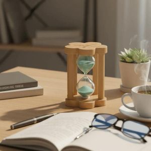 Sablier decoratif en bois pour bureau et etude duree 3 minutes (colleur aleatoire)