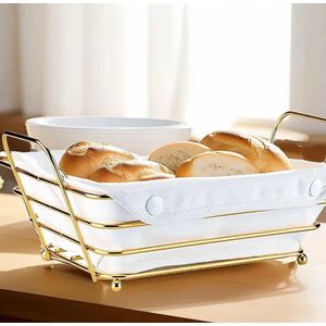 Panier à pain carré doré blanc 23/23cm