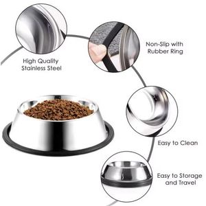 Bol en acier inoxydable pour chien et chat, bol d'alimentation pour animaux de compagnie, bol à boire pour chat et chien, bol d'alimentation en métal Durable et facile à nettoyer, fournitures pour animaux de compagnie - taille 3