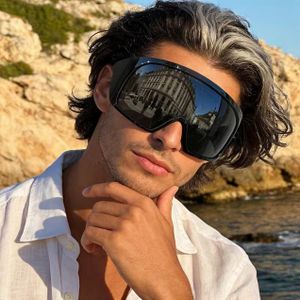 Lunettes Vintage Surdimensionnées Y2K – Lunettes Visière Oversize Unisexe Style Futuriste Noir