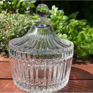 ared cherry Bonbonnière & Sucrier en verre transparent décorée 13cm/10cm