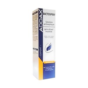 Addax Bactospray - Solution Antiseptique Sans Alcool Incolore avec Actifs Antibactériens et Antifongiques - Hygiène et Désinfection Cutanée - Spray 125ml
