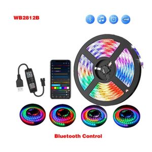 Bande Lumineuse Intelligente RGBIC LED WS2812B 5M, 30LED/M+Contrôleur de musique Bluetooth USB