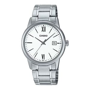 Casio MTP-V002D-7B3 - Classique au fond blanc avec dateur - Etanche - Tout en acier inoxydable - 