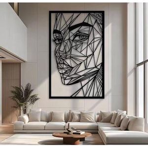 Tableau Mural en Métal - Visage Géométrique Moderne - Décoration Murale Premium 50×30 cm