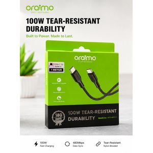 Oraimo BraidLine 100W Câble Type-C Charge Ultra Rapide –  USB C  – Compatible PC, MacBook, Xiaomi, Samsung, Huawei TypeC