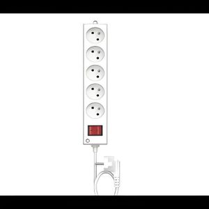 Multiprise Électrique - 5 Prises 2P+T avec Interrupteur - Rallonge de Sécurité pour Maison/Bureau - Blanc, Câble 1,5m
