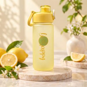 Gourde Happy 600 ml – Bouteille légère avec couvercle à clapet et poignée de transport