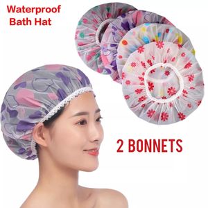 Acheter Bonnet de bain de douche jetable en plastique, 100 pièces,  imperméable, couvre-tête de femme, chapeau de bain en plastique