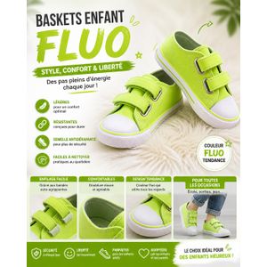 Baskets Enfant Fluo – Style Tendance & Confort Absolu