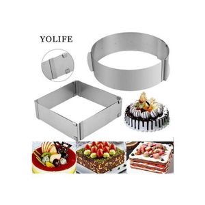 Ensemble de 2 2 Moules à gâteau rond et carrée en inox démontable et réglable pâtisseries - facile a utiliser