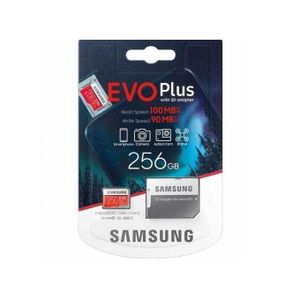 Samsung Evo Plus 256GB Micro SD Card SDXC UHS-I 100MB/s U3 4K avec adaptateur