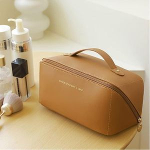 Trousse de Toilette Femme Grande Capacité, Organisateur Cosmétique de Voyage, Marron