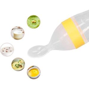 Biberon Cuillère en Silicone pour Premier Repas de Bébé avec Embout Ergonomique et Corps de Compression Flexible pour Alimentation Complémentaire Facile de Nouveau Né et Nourrisson sans Danger de Blessure Apprentissage Autonomie