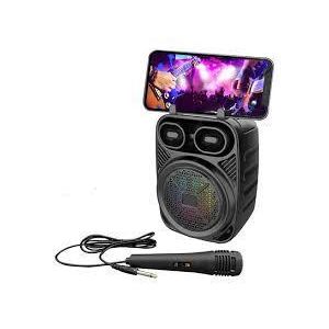 Enceinte Bluetooth Portable avec Micro Filaire – Son Puissant, Support Smartphone et Batterie Rechargeable