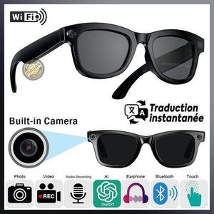 Lunettes Audio Intelligentes Bluetooth M01 avec Caméra Intégrée, Assistant Vocal IA, Traduction en Temps Réel, Appels et Musique – Wi-Fi 5GHz, Réduction de Bruit ENC et Autonomie 7H