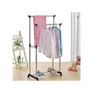 Porte-Vêtements, Suspension Autoportante, Double Pôle Rangement Penderie