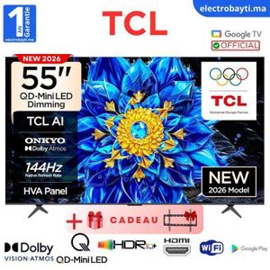 TCL 55" Premium QD Mini LED 4K UHD - GOOGLE TV - 144HZ VRR - Dolby Vision & Onkyo - 55P8L - NEW 2026