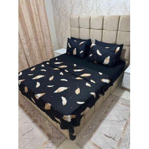 Ensemble 6 pièces, draps housse 200x160x25 cm, drap plat 230x200 cm et 4 taies d'oreiller 70x50 cm 