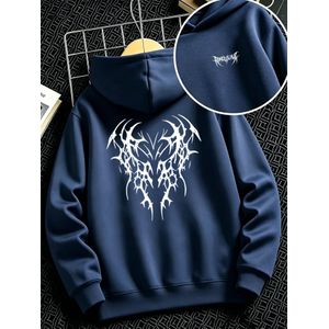 Sweat à capuche pour garçons et filles avec imprimé ligne d'épines sombres, coupe droite, disponible en plusieurs couleurs, pour le shopping, les sorties et les tenues scolaires de printemps/automne, avec un motif abstrait, convenant comme vêtement d'ex