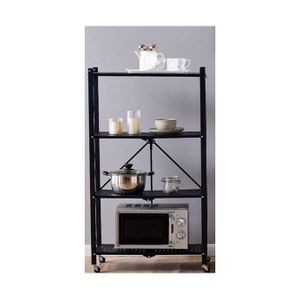 Étagères de rangement de cuisine pliables mobile, Bibliothèque pliante à 4 Niveaux avec roues
