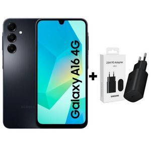 Samsung Galaxy A16 – 6.7" – 4 Go RAM + 128 Go ROM – 50 MP + Adapter – 4G LTE – Noir