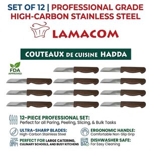 Set de 12 Couteaux de Cuisine Professionnels – Acier Inoxydable à Haute Teneur en Carbone – Lames Ultra-Tranchantes avec Poignée Ergonomique Antidérapante
