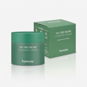 Farmstay Crème Apaisante Visage au Tea Tree Biome pour Peaux Sensibles et Irritées, 80ml