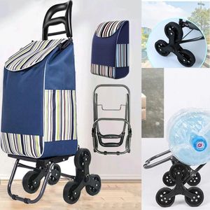 Chariot de courses d'escaliers d'escalade avec sac étanche et chaise, chariot domestique avec siège, cadre en acier côtelé, roues les plus récentes Sacs-repas