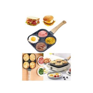 Poêle à omelette avec 4 trous hamburger, crêpes ,frire chaude pour petit déjeuner