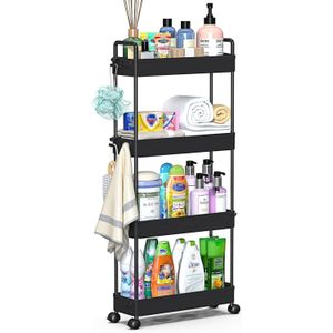 Chariot de Rangement Roulant 4 Niveaux – Étagère Mobile Multifonction pour Cuisine et Maison